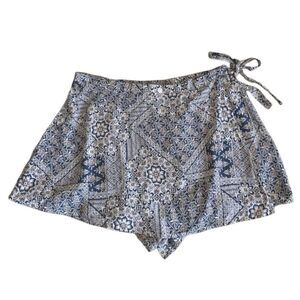 PPLA Clothing Women's Bohemian Tula Woven Skort in Blue Multi Color Size Large